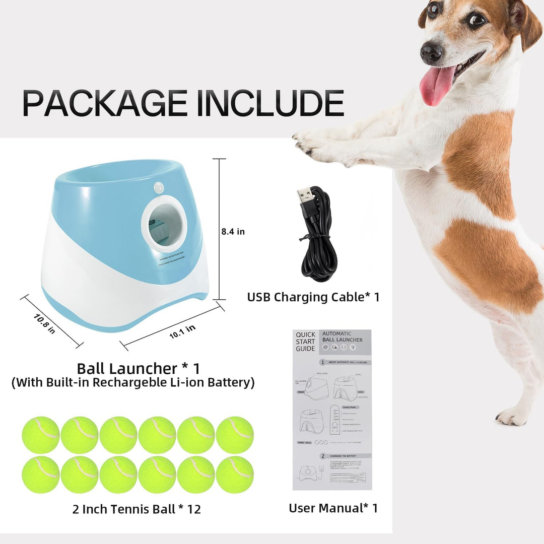 Dog Ball Thrower Launcher, Automatic Ball Launcher for Dogs with 12 Tennis Balls, Thrower Distance 10 - 30ft,interacive Dog Toys Tennis Ball Launcher Indoor/Outdoor for Small Dogs(Blue) - Just Closeouts Canada Inc.