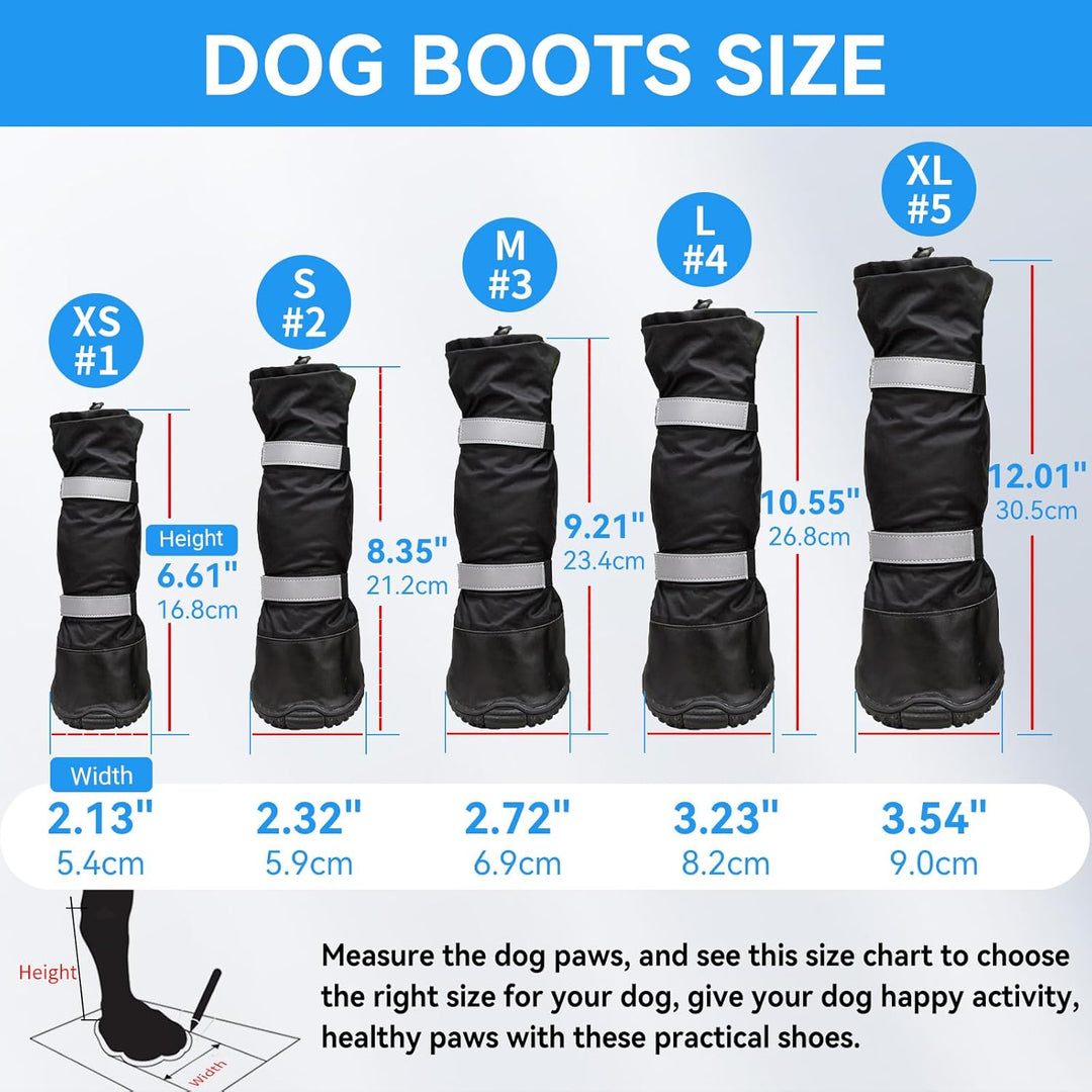Dog Boots for Long Legged Dogs, Size 5, 4 Pcs Winter Dog Booties, Waterproof Rain Boots, Warm Doggy Shoes for Legs Paws Protection, Anti - Slip, Adjustable, Black - Just Closeouts Canada Inc.X002KZWU61