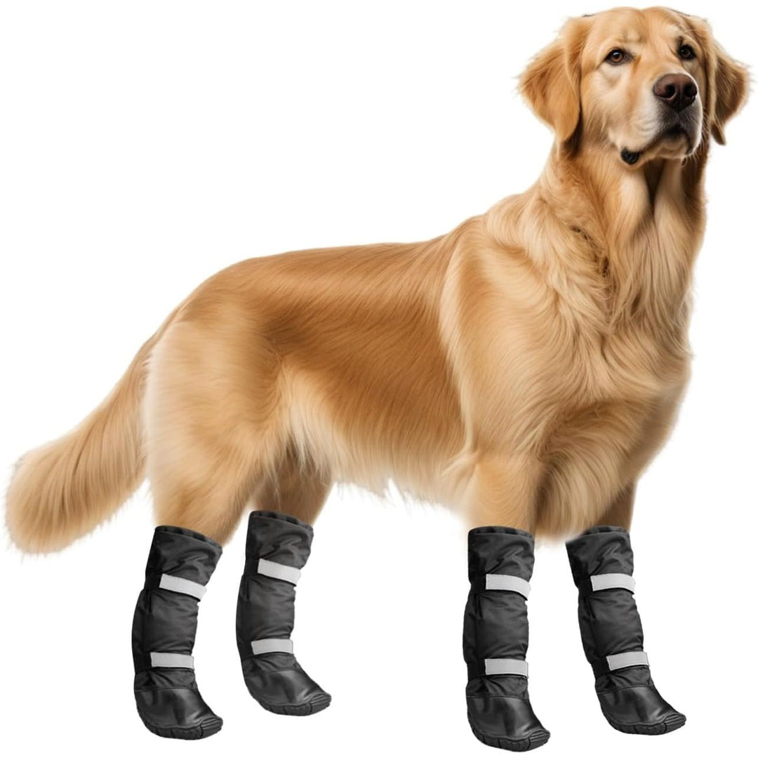 Dog Boots for Long Legged Dogs, Size 5, 4 Pcs Winter Dog Booties, Waterproof Rain Boots, Warm Doggy Shoes for Legs Paws Protection, Anti - Slip, Adjustable, Black - Just Closeouts Canada Inc.X002KZWU61