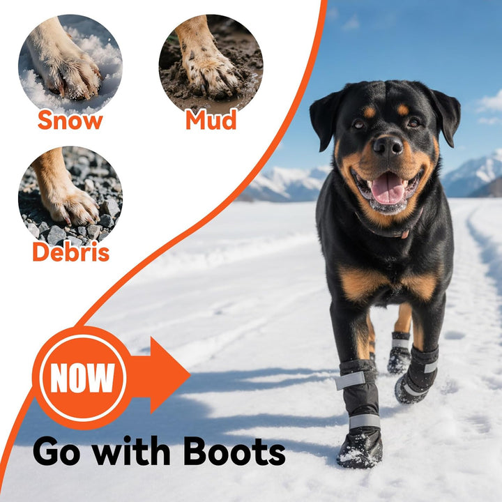Dog Boots for Long Legged Dogs, Size 5, 4 Pcs Winter Dog Booties, Waterproof Rain Boots, Warm Doggy Shoes for Legs Paws Protection, Anti - Slip, Adjustable, Black - Just Closeouts Canada Inc.X002KZWU61