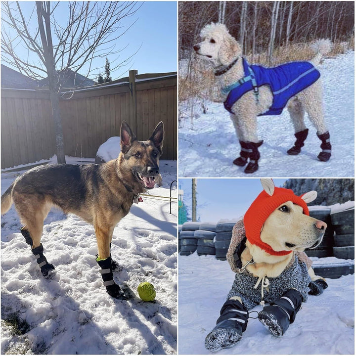 Dog Boots for Long Legged Dogs, Size 5, 4 Pcs Winter Dog Booties, Waterproof Rain Boots, Warm Doggy Shoes for Legs Paws Protection, Anti - Slip, Adjustable, Black - Just Closeouts Canada Inc.X002KZWU61