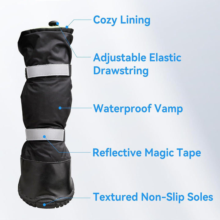 Dog Boots for Small Medium Dogs, 4 Pcs Size 2(S), Waterproof Rain Booties, Anti - Slip Winter Doggy Boots, Walking Doggie Shoes for Summer Hot Pavement Paw Protectors, Adjustable, Black - Just Closeouts Canada Inc.X002KZNRRR