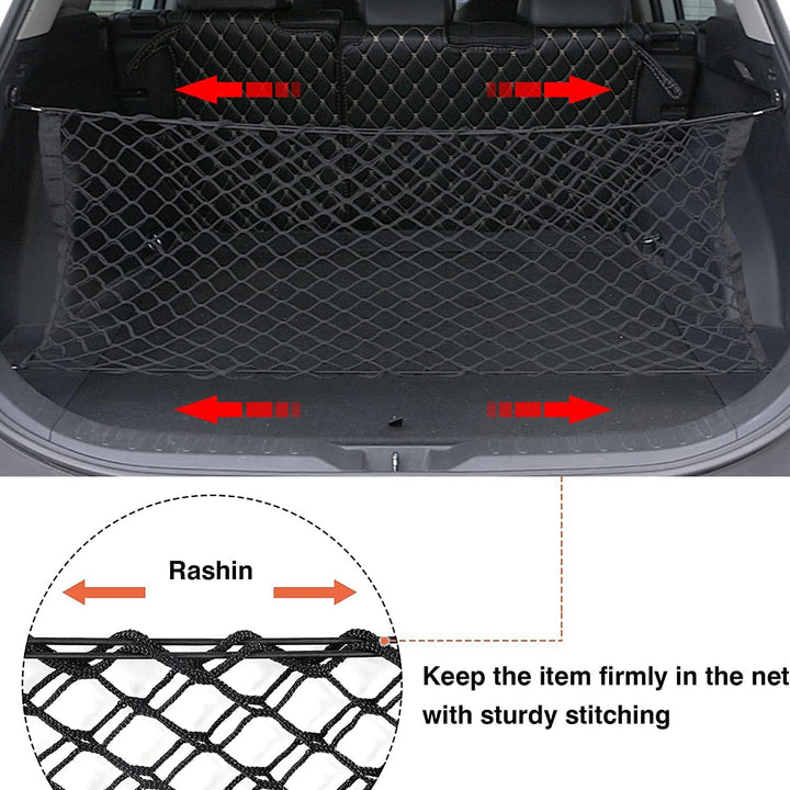 Dog Car Barrier, Dual Layer Car Pet Safety Net, 47x35”Auto Mesh, Adjustable Elastic Rear Area Cargo Net, Vehicle Separation Fence Gate, Stretchable Truck Bed Net, Cat Restraint Sedans Backseat Divider - Just Closeouts Canada Inc.