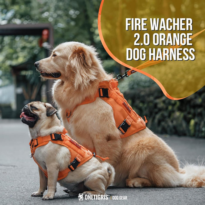 Dog Harness Fire Watt Tactical Dog Vest MOLLE Dog Training Service Dog Harness 1000D Nylon (Orange, XS) - Just Closeouts Canada Inc.