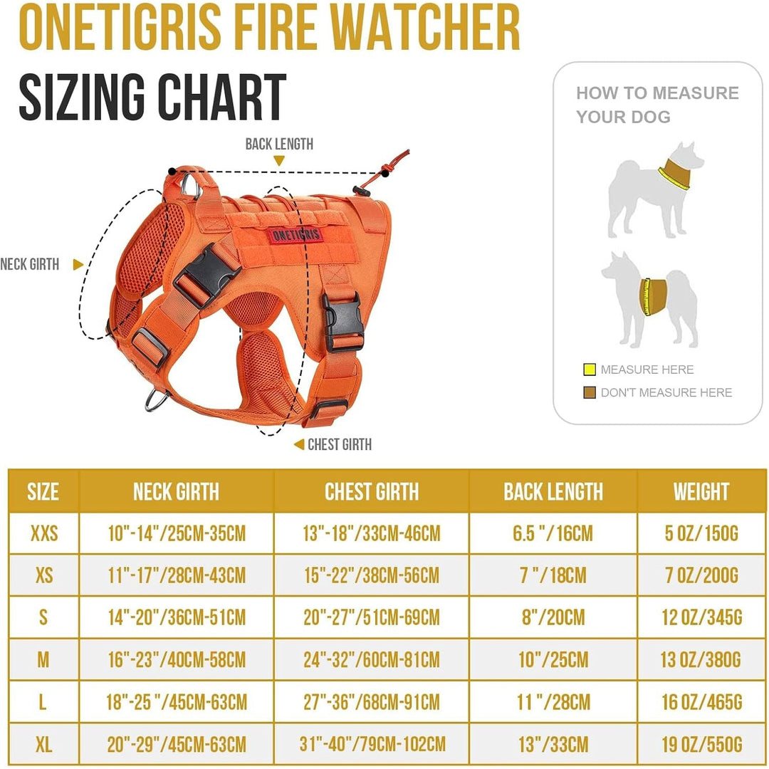 Dog Harness Fire Watt Tactical Dog Vest MOLLE Dog Training Service Dog Harness 1000D Nylon (Orange, XS) - Just Closeouts Canada Inc.