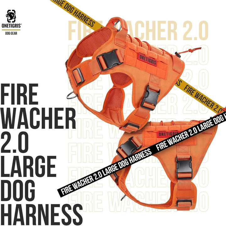 Dog Harness Fire Watt Tactical Dog Vest MOLLE Dog Training Service Dog Harness 1000D Nylon (Orange, XS) - Just Closeouts Canada Inc.