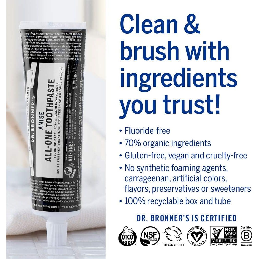 Dr. Bronner's All - One Toothpaste Anise 140g - Just Closeouts Canada Inc.