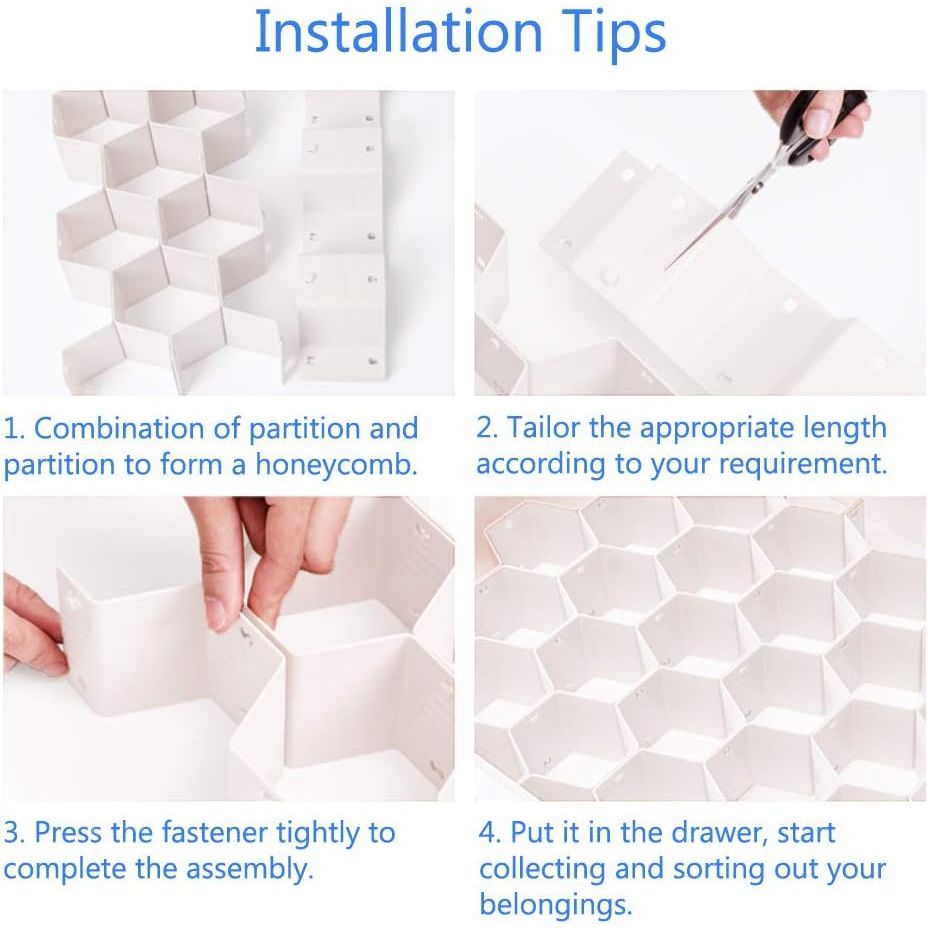 Drawer Divider Organizer 8pcs DIY Plastic Grid Honeycomb Drawer Divider White 2 Pack - Just Closeouts Canada Inc.X003B8Z6SZ