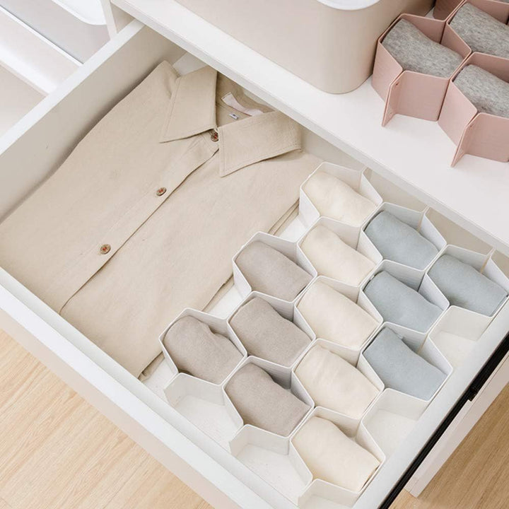 Drawer Divider Organizer Adjustable DIY Grid Honeycomb Drawer Divider for Underwear Belt Scarf Socks White - Just Closeouts Canada Inc.X002V7PIRL