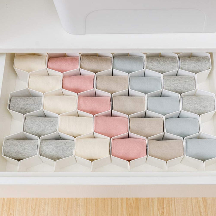 Drawer Divider Organizer Adjustable DIY Grid Honeycomb Drawer Divider for Underwear Belt Scarf Socks White - Just Closeouts Canada Inc.X002V7PIRL