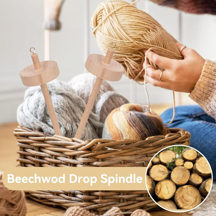 Drop Spindle for Spinning Yarn, 12.8in Wooden Drop Spindle Holder Top Whorl Drop Spindle Yarn Spinning Wheel for Beginners Sewing, Drop Spindle Bottom Whorl for Sewing Projects - Just Closeouts Canada Inc.X0049JEOS3