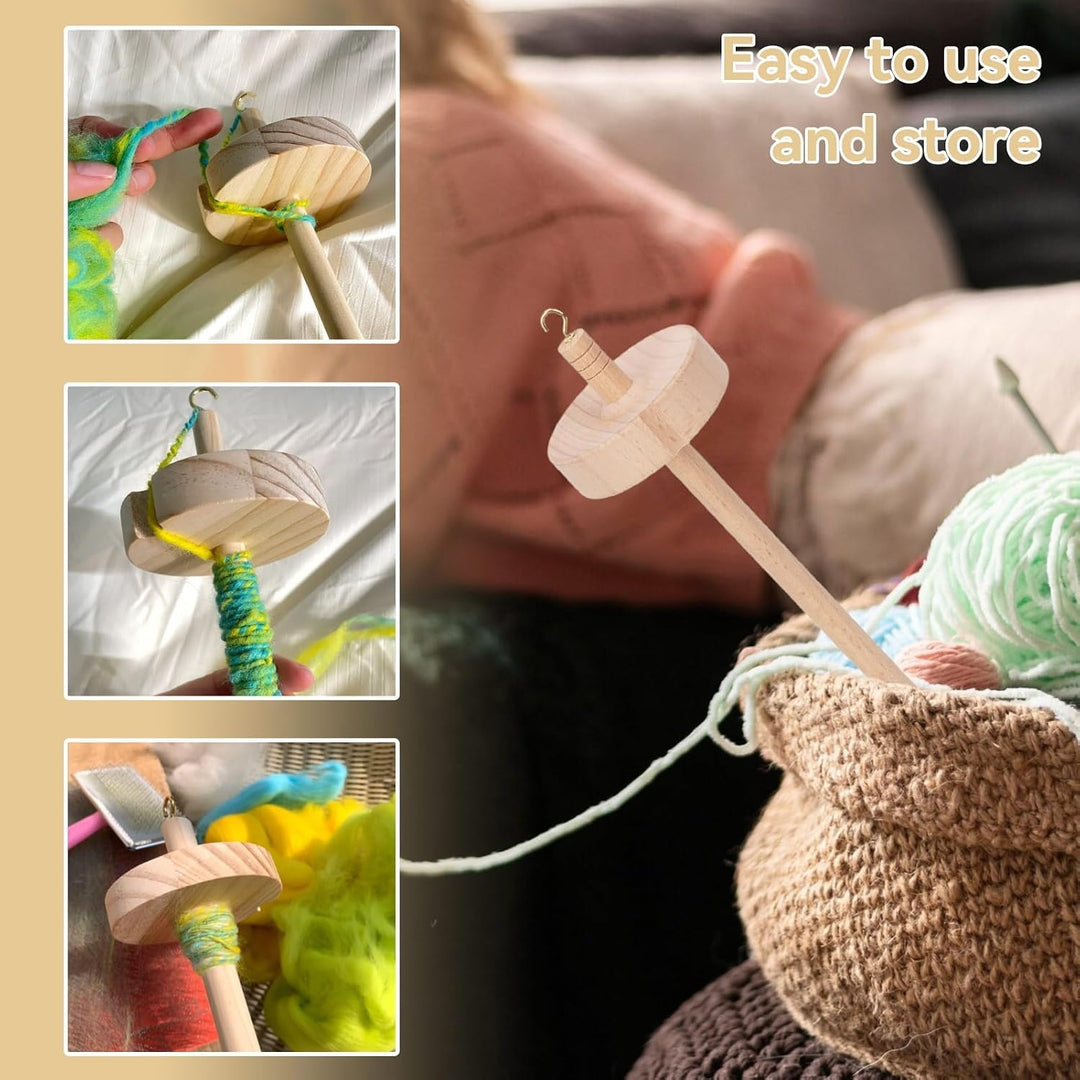 Drop Spindle for Spinning Yarn, 12.8in Wooden Drop Spindle Holder Top Whorl Drop Spindle Yarn Spinning Wheel for Beginners Sewing, Drop Spindle Bottom Whorl for Sewing Projects - Just Closeouts Canada Inc.X0049JEOS3
