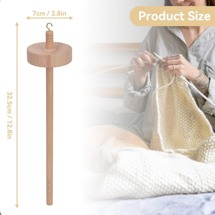 Drop Spindle for Spinning Yarn, 12.8in Wooden Drop Spindle Holder Top Whorl Drop Spindle Yarn Spinning Wheel for Beginners Sewing, Drop Spindle Bottom Whorl for Sewing Projects - Just Closeouts Canada Inc.X0049JEOS3
