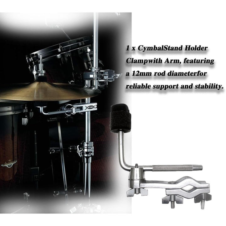 Drum Set Extension Clamp with Cymbal Boom Stand Arm - Adjustable Cymbal Extension Mount Clamp, Drum Hardware & Percussion Instrument Accessories - Just Closeouts Canada Inc.