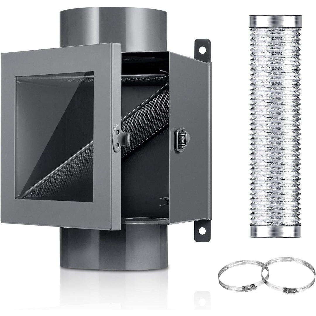 Dryer Duct Lint Trap, Indoor Dryer Vent Kit Dryer Lint Catcher with 8FT 4" Dryer Vent Hose, 2 Hose Clamps, 2 Stainless Steel Mesh for Electric Dryers - Just Closeouts Canada Inc.