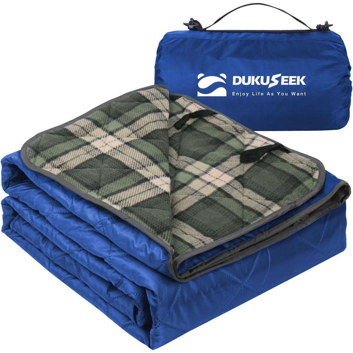 DUKUSEEK Hooded Outdoor Blanket, 79" x 59", Blue & Blue Plaid - Just Closeouts Canada Inc.