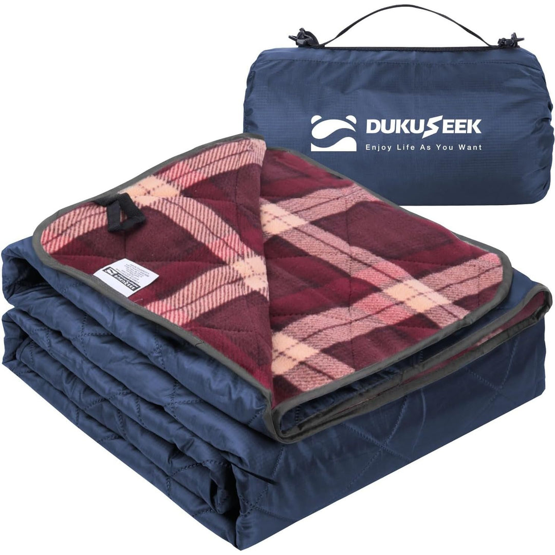 DUKUSEEK Hooded Outdoor Blanket,79" x 59", Navy Blue & Red Plaid - Just Closeouts Canada Inc.