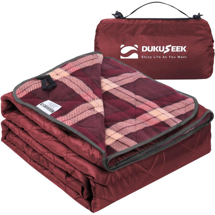 DUKUSEEK Large Waterproof Camping Blanket, Red & Red Plaid - Just Closeouts Canada Inc.