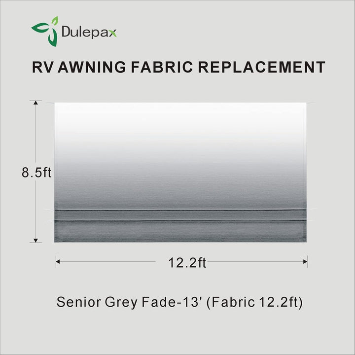 Dulepax RV Awning Fabric Replacement - 12.2ft Heavy Duty 16 oz Vinyl - Universal for All Brands - Senior Fade Grey - Just Closeouts Canada Inc.