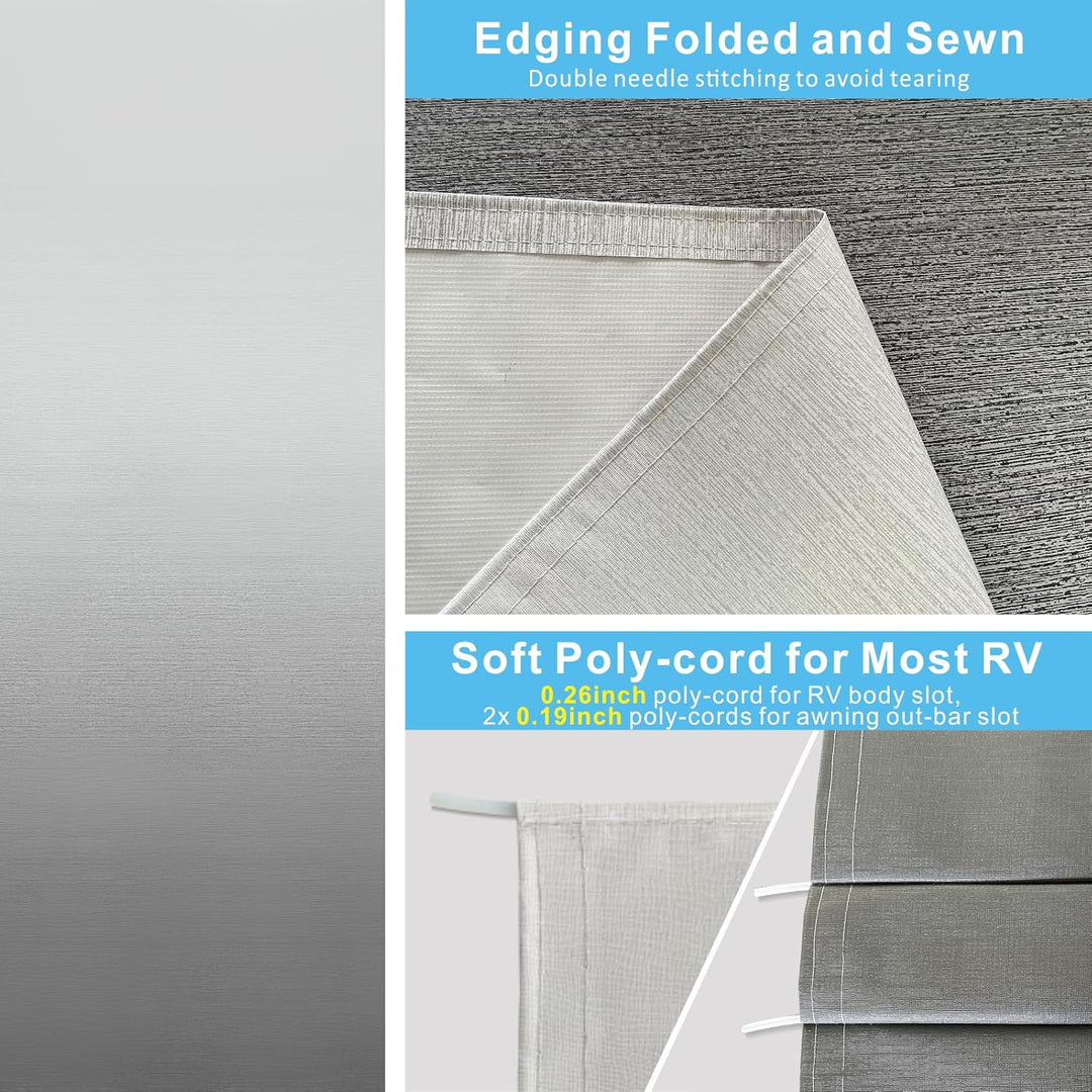 Dulepax RV Awning Fabric Replacement (13.2ft) - Heavy Duty 16 oz Vinyl Universal for All Awning Brands - Senior Fade Grey - Just Closeouts Canada Inc.