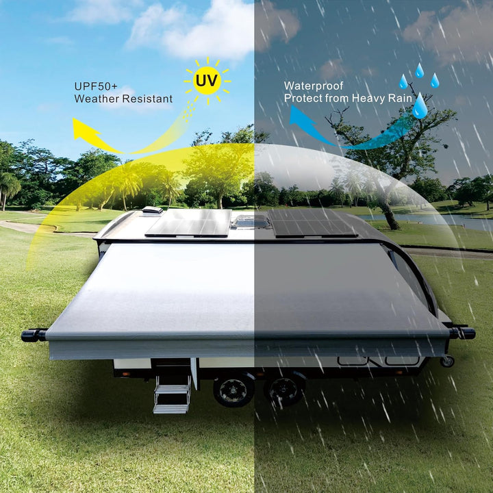 Dulepax RV Awning Fabric Replacement (13.2ft) - Heavy Duty 16 oz Vinyl Universal for All Awning Brands - Senior Fade Grey - Just Closeouts Canada Inc.