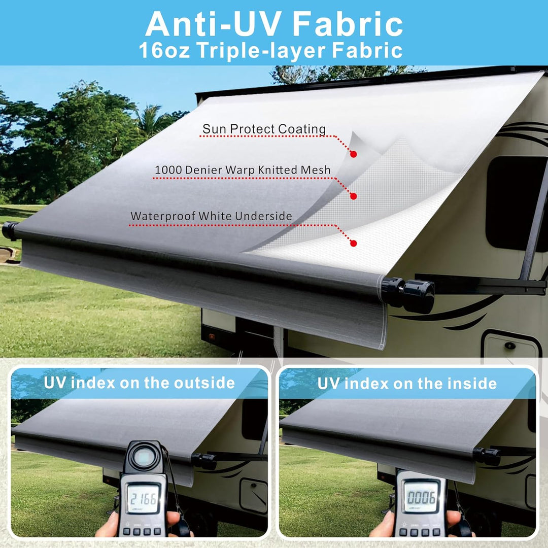 Dulepax RV Awning Fabric Replacement (13.2ft) - Heavy Duty 16 oz Vinyl Universal for All Awning Brands - Senior Fade Grey - Just Closeouts Canada Inc.