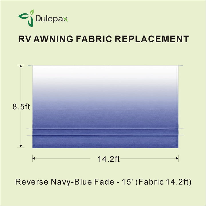 Dulepax RV Awning Fabric Replacement(14.2ft Fabric) Heavy Duty 16oz Vinyl Fabric - Camper Awning Replacement Universal Replacement RV Awnings for All Awning Brands - Senior Fade Blue - Just Closeouts Canada Inc.