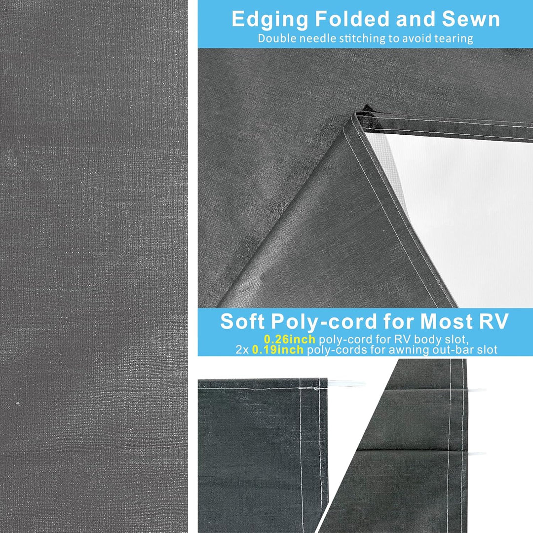 Dulepax RV Awning Fabric Replacement(16.2ft Fabric) Heavy Duty 16 oz Vinyl Fabric Awning for Camper, Universal Camper Awning Replacement for All Trailer Awning Brands Grey - Just Closeouts Canada Inc.