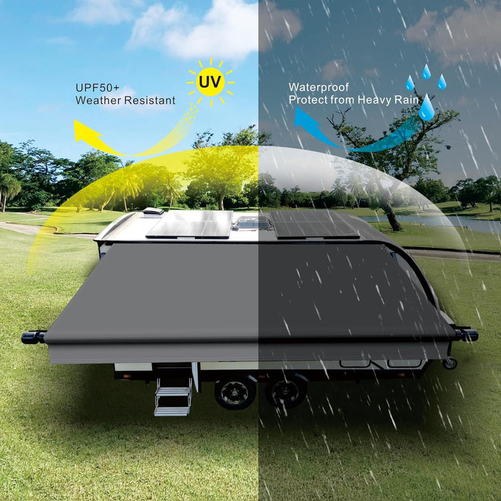 Dulepax RV Awning Fabric Replacement(17.2ft Fabric) Heavy Duty 16 oz Vinyl Fabric Awning for Camper, Universal Camper Awning Replacement for All Trailer Awning Brands Grey - Just Closeouts Canada Inc.