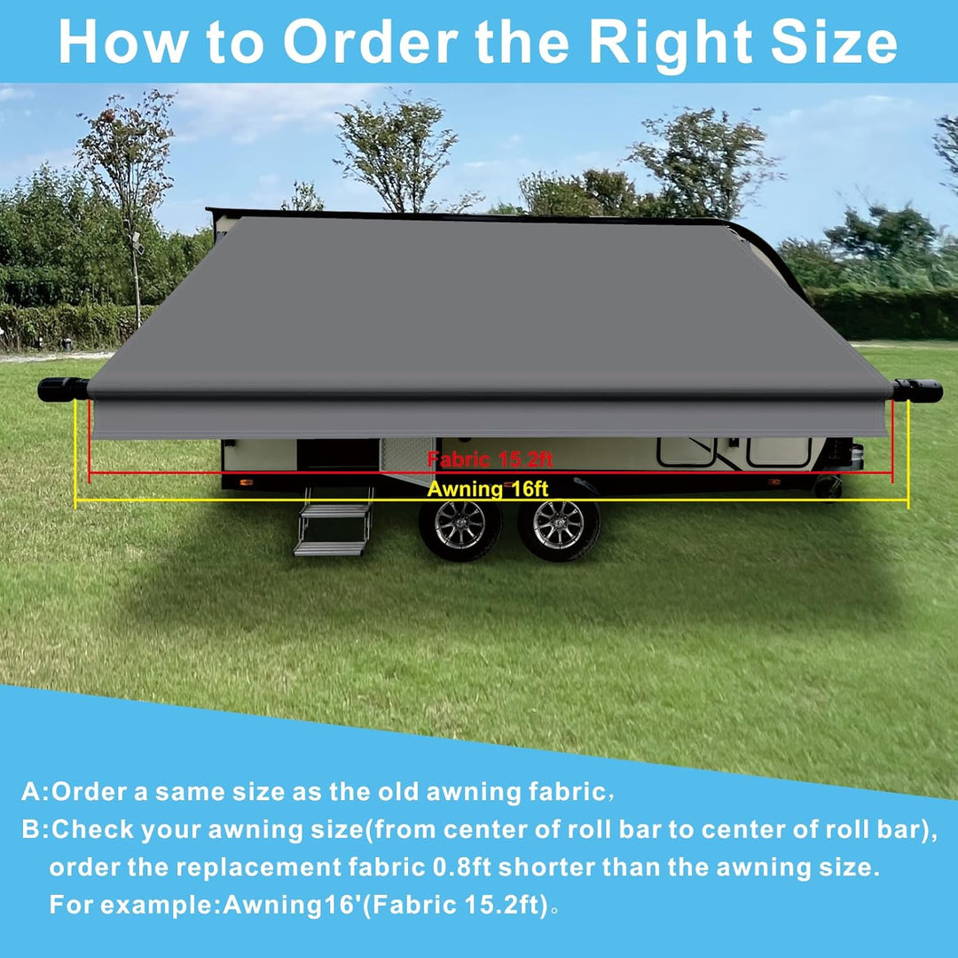 Dulepax RV Awning Replacement (11.2ft) - Heavy Duty 16 oz Vinyl Fabric for Camper, Universal Replacement for All Trailer Awning Brands - Grey - Just Closeouts Canada Inc.