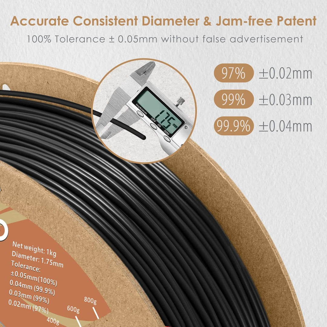 DURAMIC 3D TPU Filament 1.75mm Black, TPU Flexible Filament 95A, Soft TPU 3D Printing Filament, 1kg Spool, Dimensional Accuracy +/ - 0.05mm, Black 2 Pack - Just Closeouts Canada Inc.