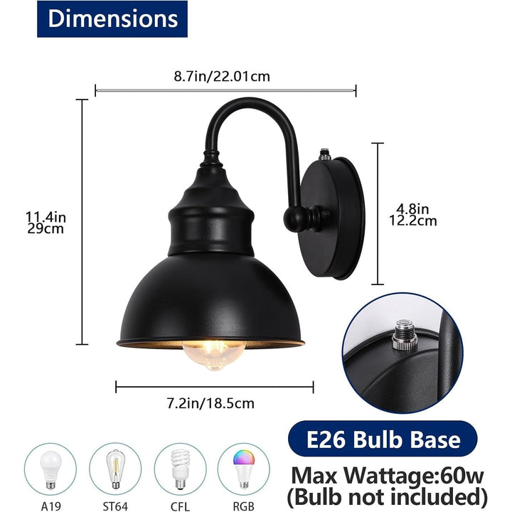 Dusk to Dawn Outdoor Barn Gooseneck Lights, Classic Small Exterior Farmhouse Barn Lights, Waterproof and Rust Resistant Exterior Light Fixtures, Porch Gooseneck Lights, Garage Outdoor Lighting. - Just Closeouts Canada Inc.