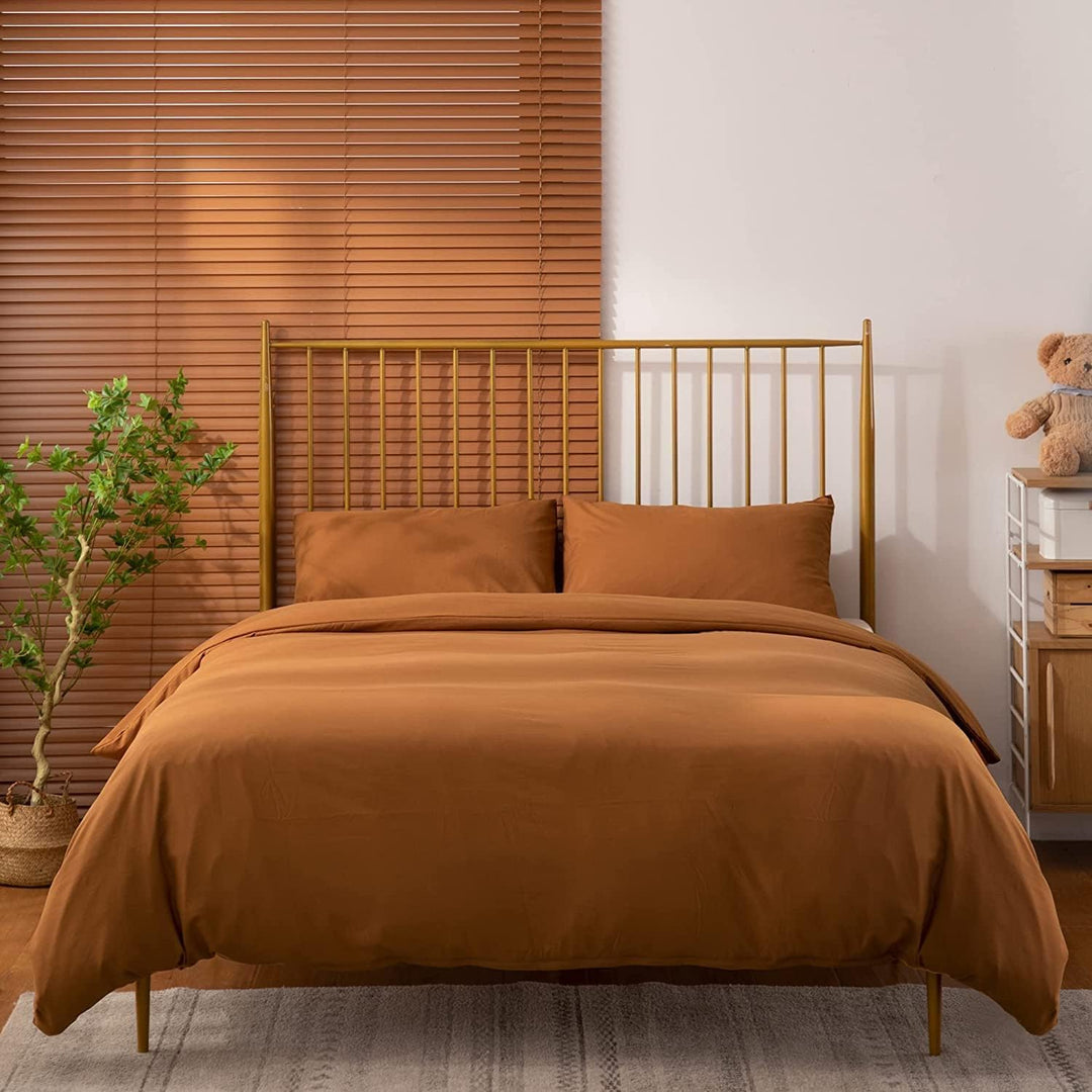 Duvet Cover King, 100% Microfiber Comforter Cover Set, Ultra Soft 3 Pieces Bedding Set with 1 Duvet Cover and 2 Pillowcases (Burnt Orange, King) - Just Closeouts Canada Inc.X003BZNYHX