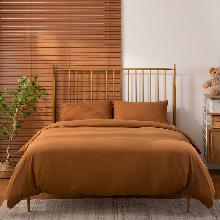 Duvet Cover King, 100% Microfiber Comforter Cover Set, Ultra Soft 3 Pieces Bedding Set with 1 Duvet Cover and 2 Pillowcases (Burnt Orange, King) - Just Closeouts Canada Inc.X003BZNYHX