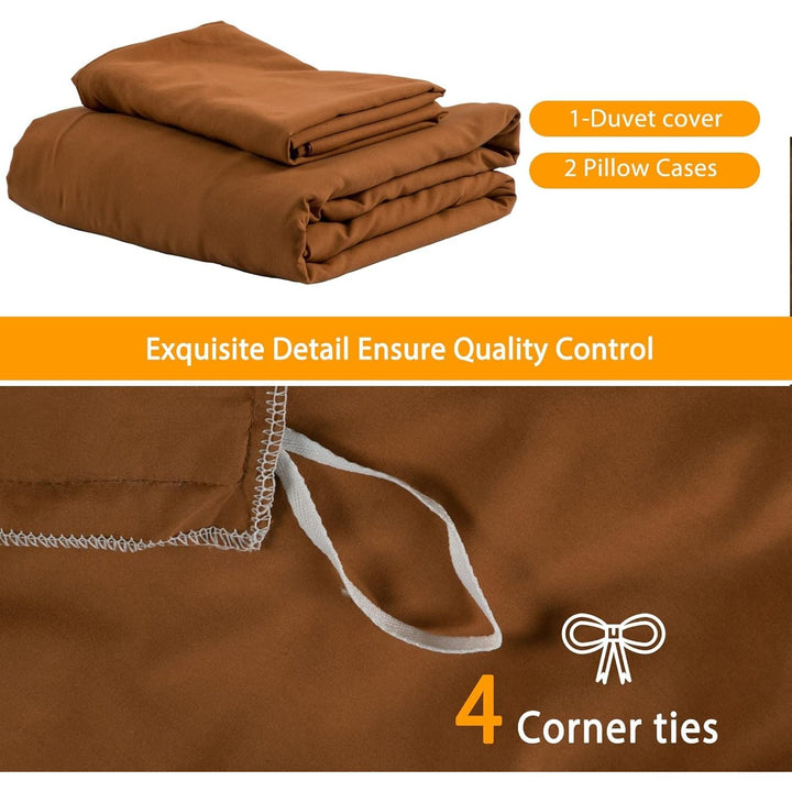 Duvet Cover King, 100% Microfiber Comforter Cover Set, Ultra Soft 3 Pieces Bedding Set with 1 Duvet Cover and 2 Pillowcases (Burnt Orange, King) - Just Closeouts Canada Inc.X003BZNYHX