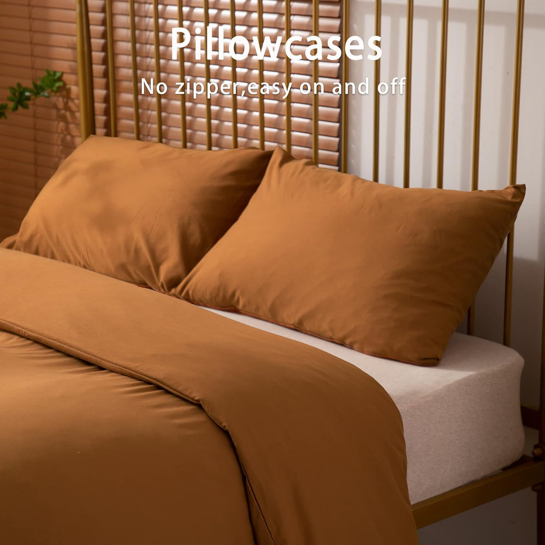Duvet Cover King, 100% Microfiber Comforter Cover Set, Ultra Soft 3 Pieces Bedding Set with 1 Duvet Cover and 2 Pillowcases (Burnt Orange, King) - Just Closeouts Canada Inc.X003BZNYHX