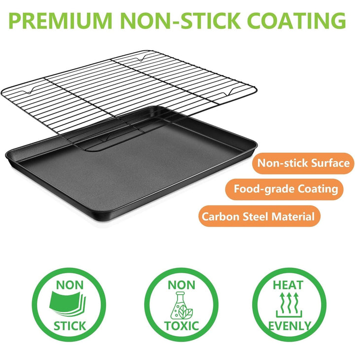 E - far Nonstick Baking Sheet with Rack Set, 16 x 12 x 1 Inch Cookie Sheet Baking Pan with Cooling Rack for Oven, Commercial Grade & Non - Toxic, Easy to Clean - Just Closeouts Canada Inc.