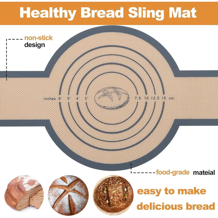 E - far Silicone Bread Sling for Dutch Oven, 2 - Piece Reusable Silicone Bread Baking Mat with Long Handle, Non - Stick & Easy to Clean, Ideal for Transferring Sourdough - Just Closeouts Canada Inc.