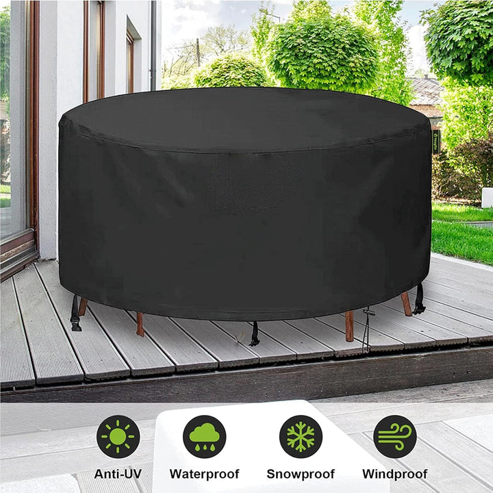 EASYBUYTECH Round Patio Table Cover, 420D Patio Furniture Covers Round, Outdoor Furniture Cover Waterproof, UV Resistant, Windproof, Dustproof, 84" Dia x 27.5" H - Just Closeouts Canada Inc.
