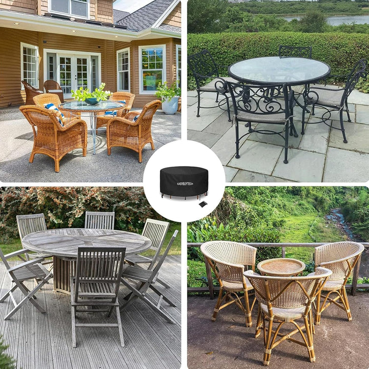 EASYBUYTECH Round Patio Table Cover, 420D Patio Furniture Covers Round, Outdoor Furniture Cover Waterproof, UV Resistant, Windproof, Dustproof, 84" Dia x 27.5" H - Just Closeouts Canada Inc.