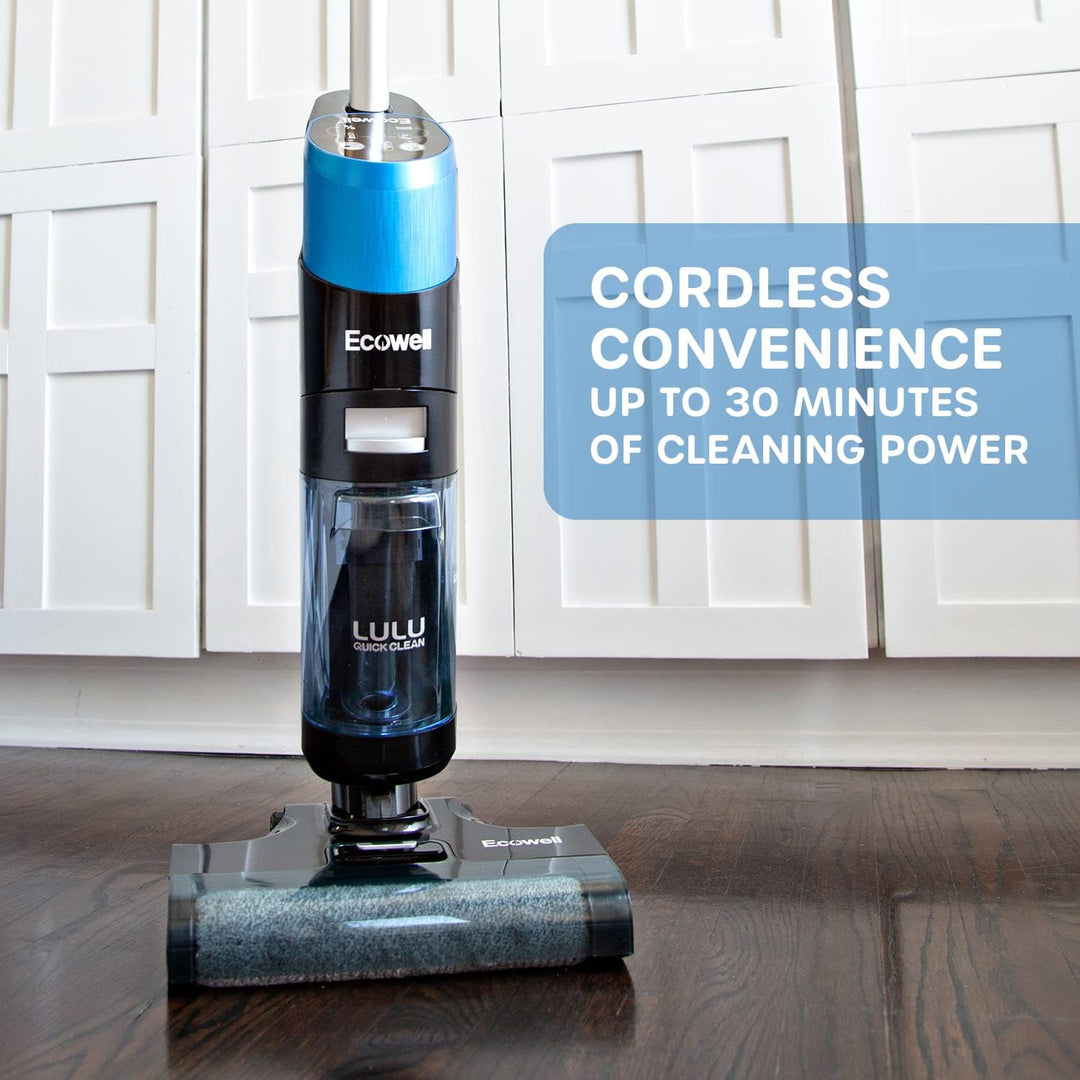 Ecowell Cordless Wet Dry Vacuum Cleaner Multi-Surface Air-Drying Digital Display for Hard Floors LULU Quick Clean P05, Blue - Just Closeouts Canada Inc.