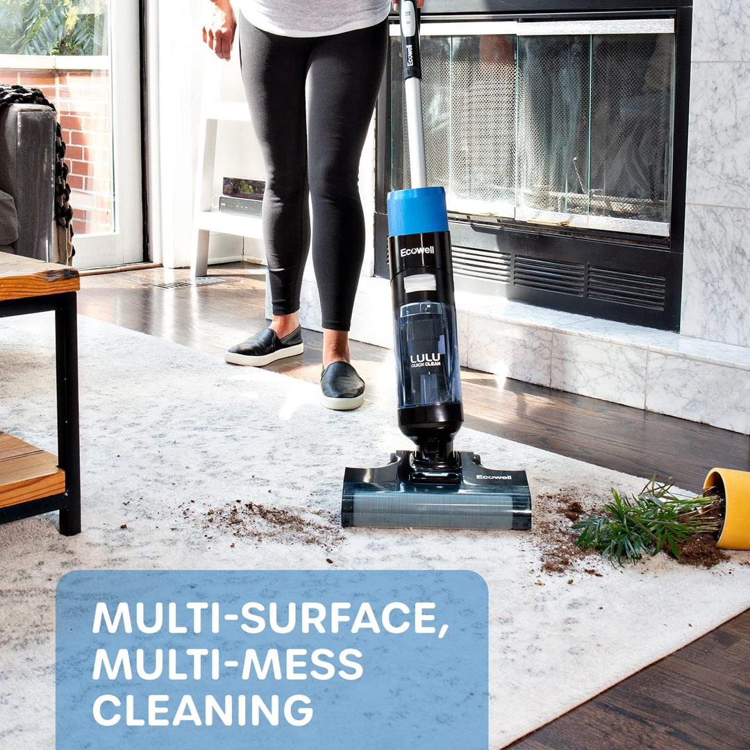 Ecowell Cordless Wet Dry Vacuum Cleaner Multi-Surface Air-Drying Digital Display for Hard Floors LULU Quick Clean P05, Blue - Just Closeouts Canada Inc.