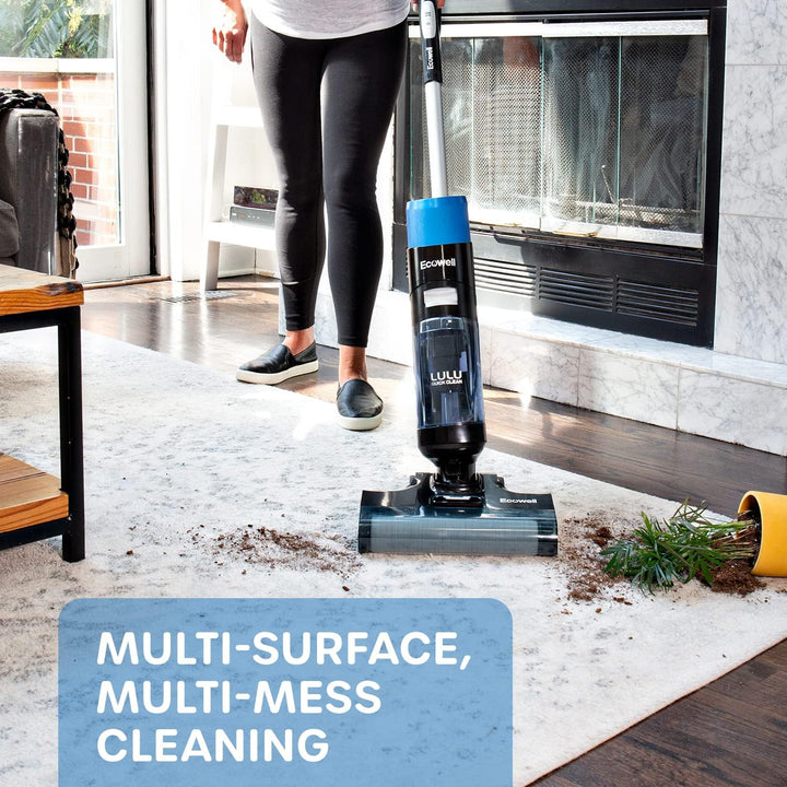 Ecowell Cordless Wet Dry Vacuum Cleaner Multi-Surface Air-Drying Digital Display for Hard Floors LULU Quick Clean P05, Blue - Just Closeouts Canada Inc.