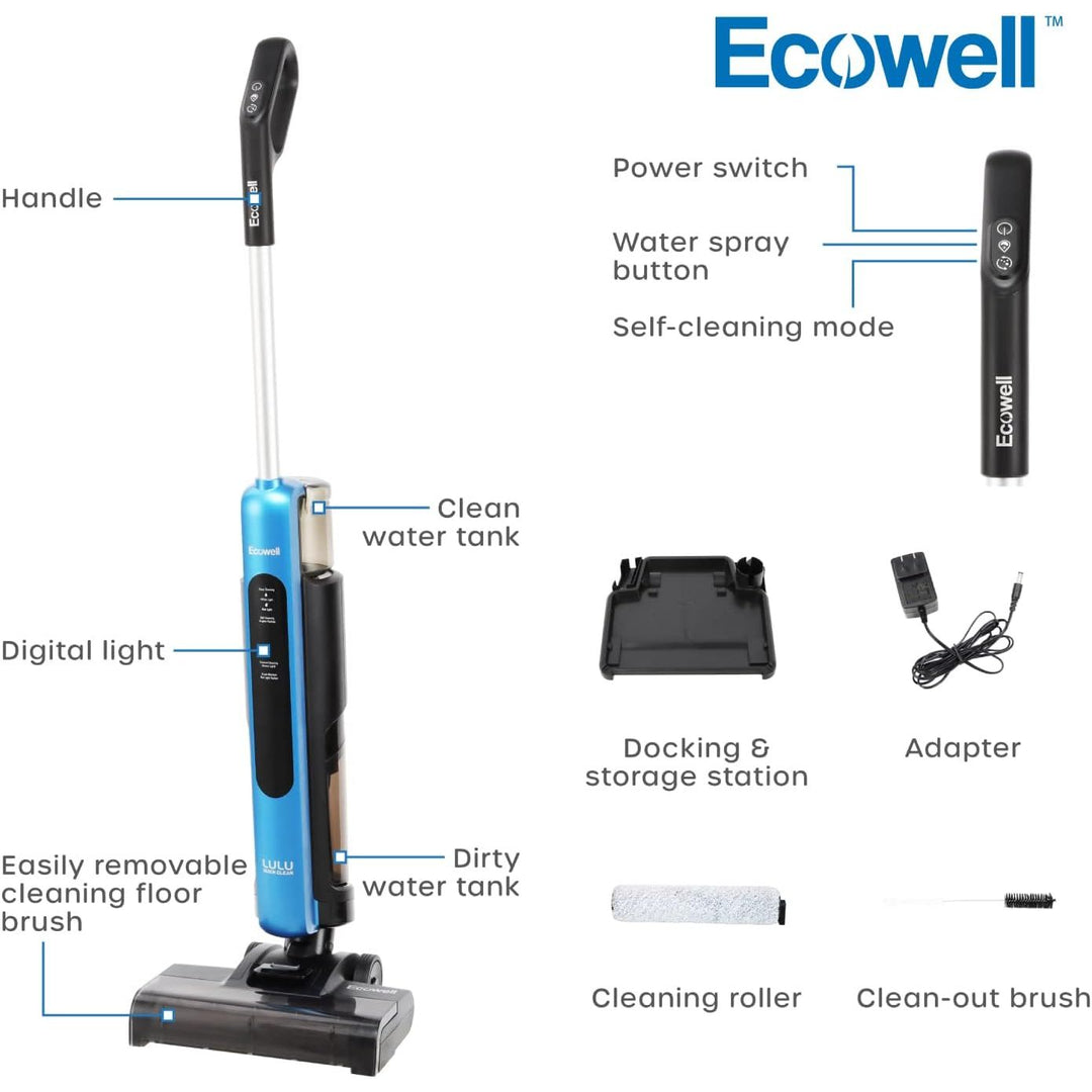 ECOWELL Wet Dry Vacuum Cordless Cleaner and Mop Multi-Surface for Hard Floors and Area Rug LULU Quick Clean P03, Blue - Just Closeouts Canada Inc.