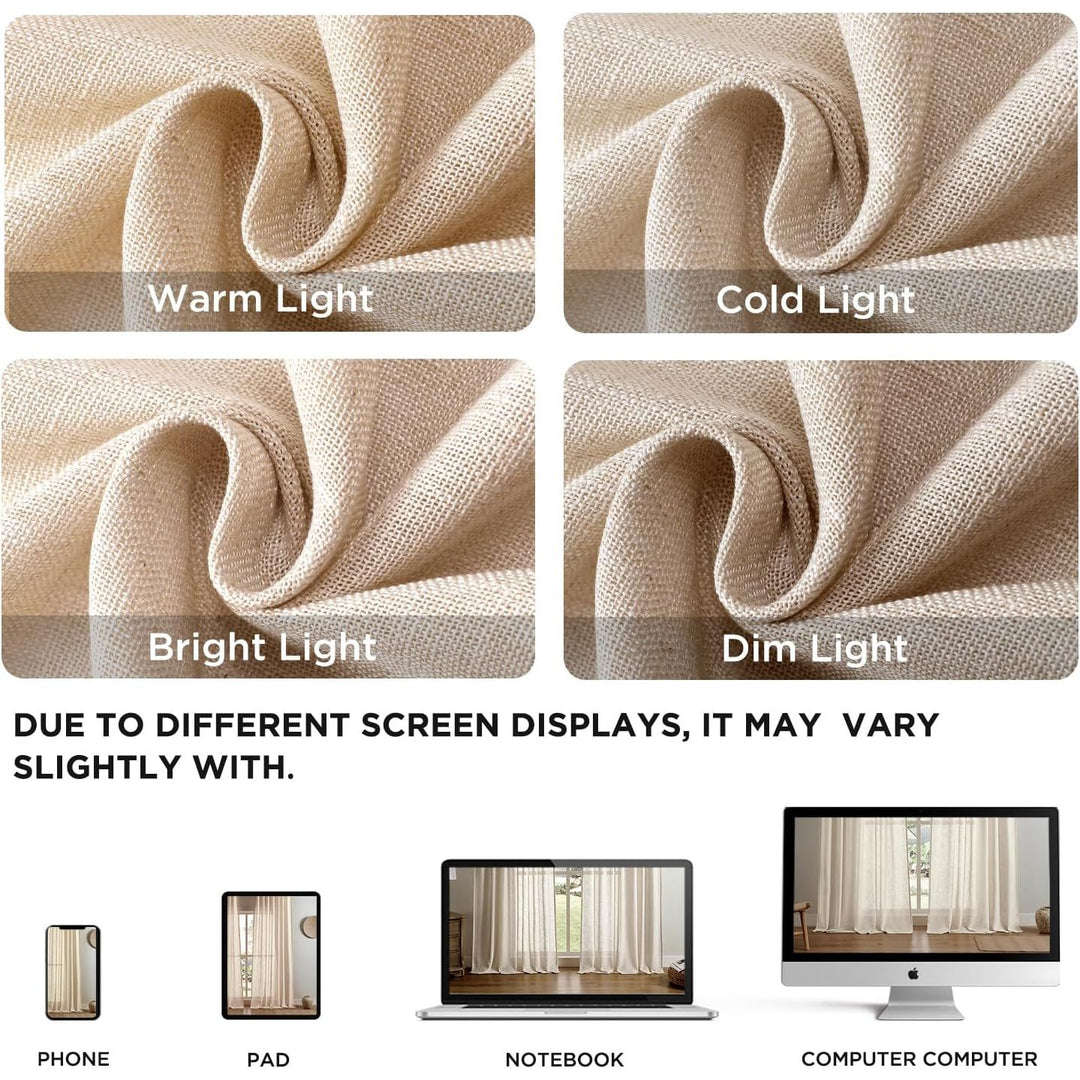 Ecru Semi-Sheer Pleated Curtains, 2 Panels, 52 x 108 in - Just Closeouts Canada Inc.X00447B929
