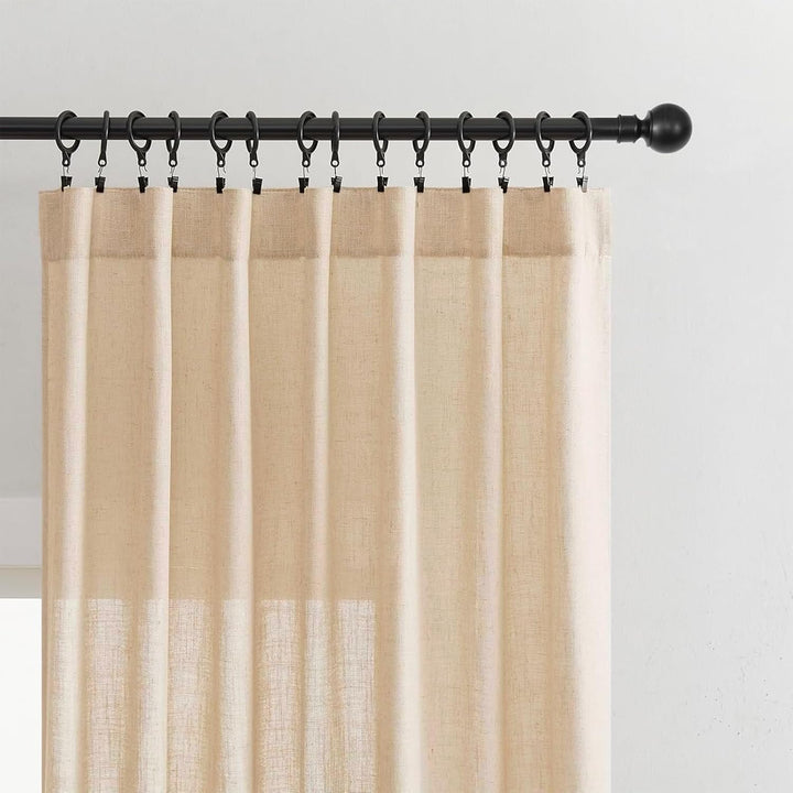 Ecru Semi-Sheer Pleated Curtains, 2 Panels, 52 x 108 in - Just Closeouts Canada Inc.X00447B929