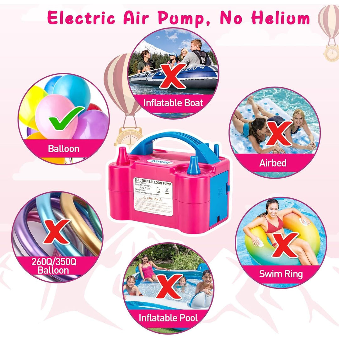 Electric Balloon Pump, Balloon Inflator, Dual Nozzle Electric Air Pump,110V 600W, Rose Red - Just Closeouts Canada Inc.