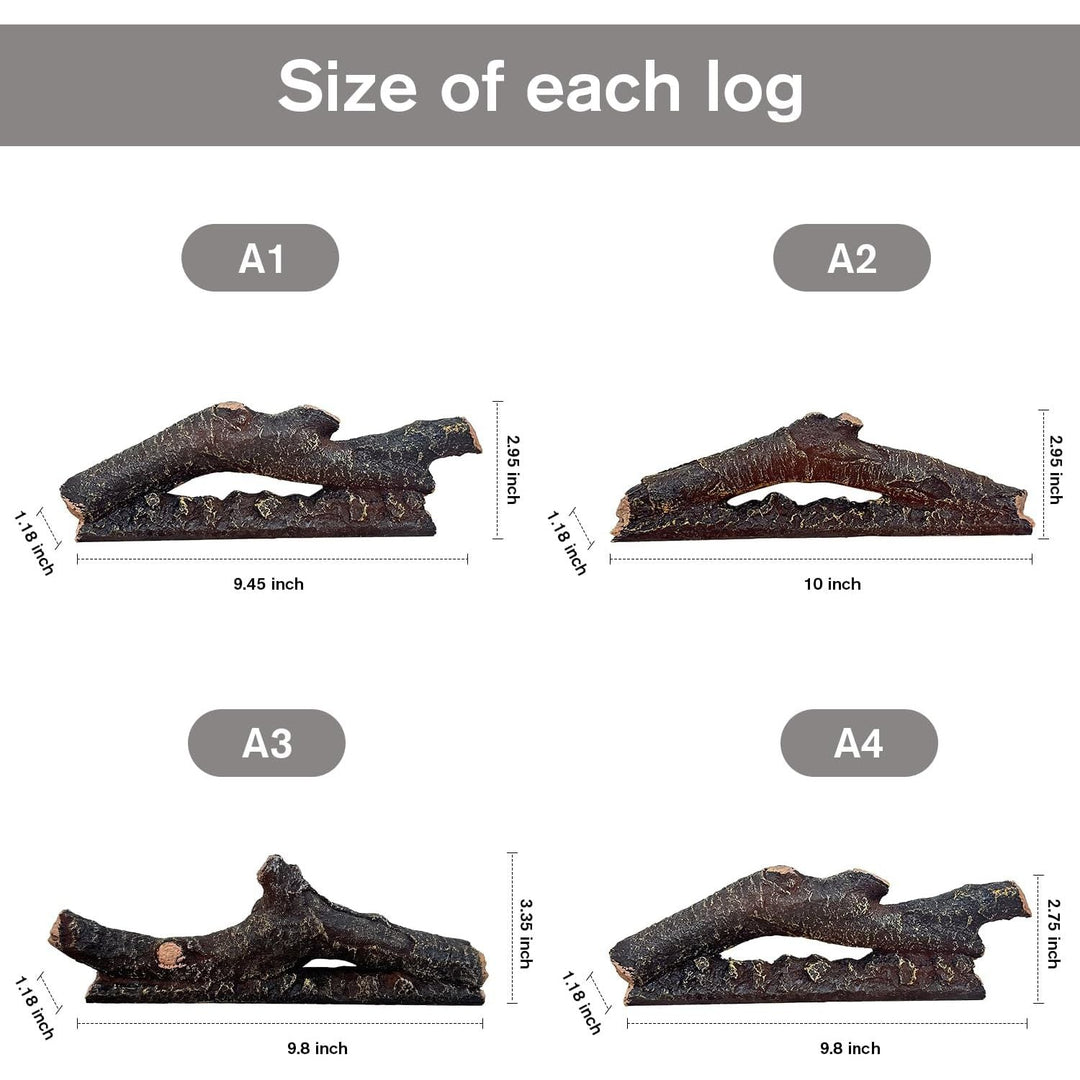 Electric Fireplace Wall Fireplace Recessed Electric Fireplace Fake Fireplace Logs Synthetic Resin Decoration Electric Transparent Logs Flame Suitable for 60" Electric Fireplaces 6Pieces - Just Closeouts Canada Inc.