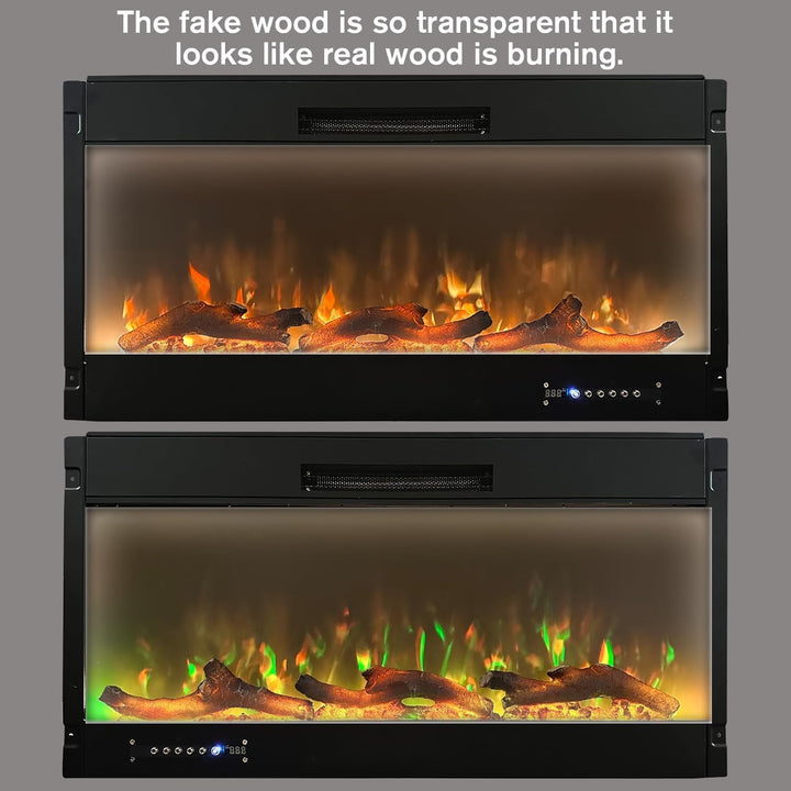 Electric Fireplace Wall Fireplace Recessed Electric Fireplace Fake Fireplace Logs Synthetic Resin Decoration Electric Transparent Logs Flame Suitable for 68" Electric Fireplaces 7Pieces - Just Closeouts Canada Inc.