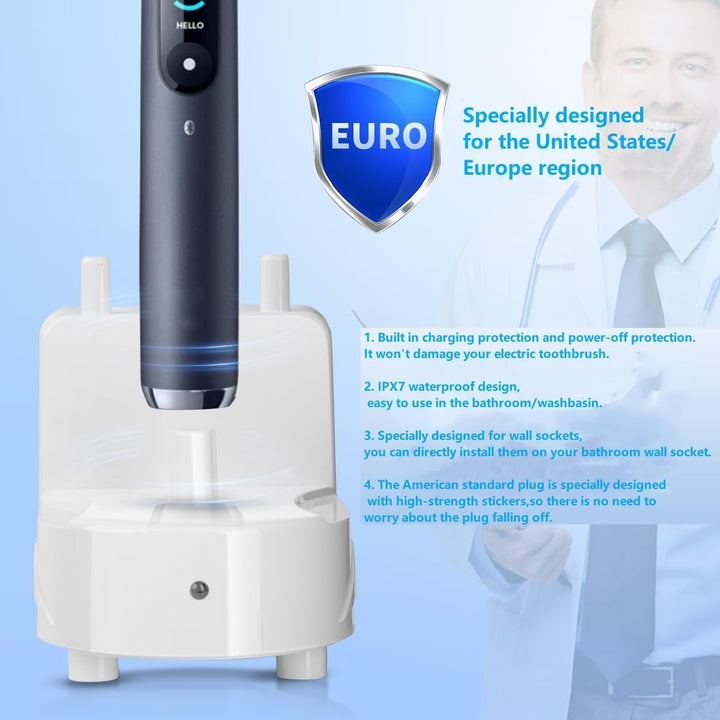 Electric Toothbrush Wall Charger for Philips Sonicare HX3000 HX6000 HX6100 HX8000 HX9000 Series, Wall Charger for Philips Sonicare Diamondclean Charging Station, US Plug, White - Just Closeouts Canada Inc.